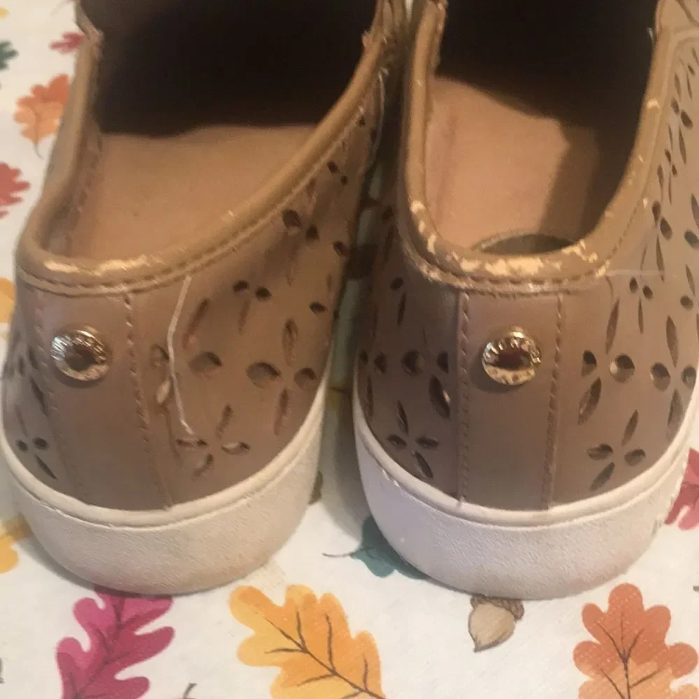 Michael Kors Tan and Gold Sneakers with Intricate Design